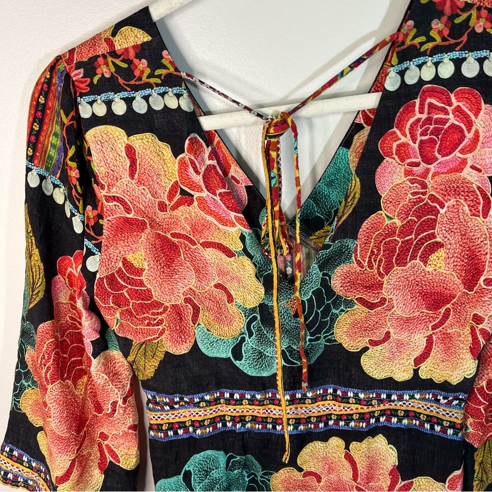 Farm Rio Rosario Bell Sleeve Lightweight Floral Boho Maxi Dress Size S - Picture 6 of 11